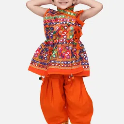 BownBee Boys Embroidered Mirror Work Kurta with Dhoti Pants-27