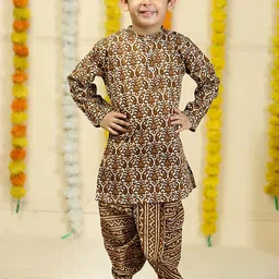 The Mom Store Boys Floral Printed Regular Pure Cotton Kurta with Dhoti Pants-19