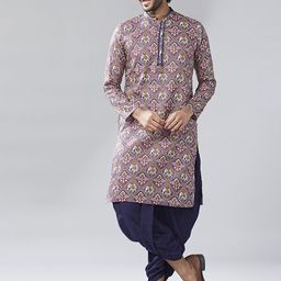 KISAH Ethnic Motifs Printed Mandarin Collar Regular Kurta With Dhoti Pants-image-51