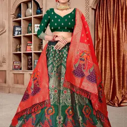 KALINI Ethnic Motif Woven Design Semi-Stitched Lehenga & Unstitched Blouse With Dupatta-picture-15