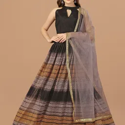 Bhavyam Printed Semi-Stitched Lehenga & Unstitched Blouse With Dupatta-picture-7