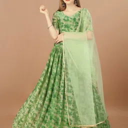 Bhavyam Printed Semi-Stitched Lehenga & Unstitched Blouse With Dupatta-picture-16