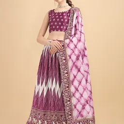 Bhavyam Printed Satin Semi-Stitched Lehenga & Unstitched Blouse With Dupatta-picture-31