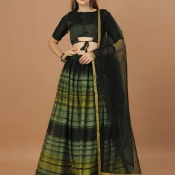 Bhavyam Printed Semi-Stitched Lehenga & Unstitched Blouse With Dupatta-picture-11