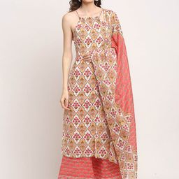 Rajnandini Women Floral Printed Pure Cotton Kurta With Palazzos & Dupatta-image-99