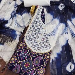 KALINI Ethnic Motifs Printed Thread Work Unstitched Dress Material-image-75