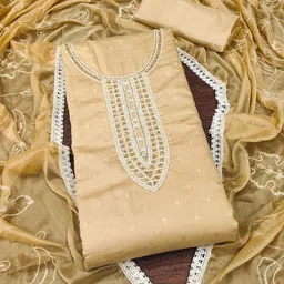 KALINI Embellished Pure Cotton Unstitched Dress Material-image-63