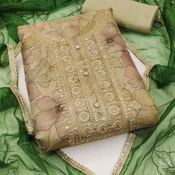 KALINI Ethnic Motifs Embellished Unstitched Dress Material-image-7