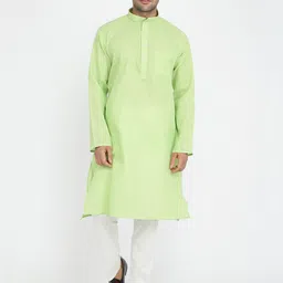 ROYAL KURTA Men Green Pure Cotton Kurta with Pyjamas-image-14