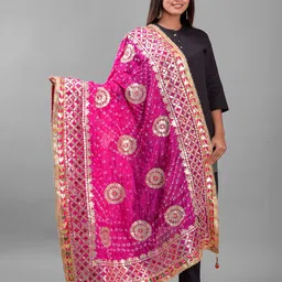 Apratim  Printed Art Silk Bandhani Dupatta with Gotta Patti-image-20