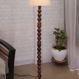 Homesake Brown Classic Sphere Ball Antique Wooden Floor Lamp with Shade-27