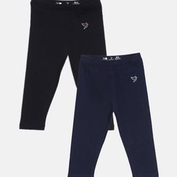 TWIN BIRDS Girls Pack Of 2 Solid Pure Cotton Three Fourth-Length Leggings-image-49