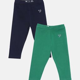 TWIN BIRDS Girls Pack Of 2 Solid Pure Cotton Three Fourth-Length Leggings-image-71