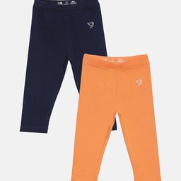 TWIN BIRDS Girls Pack Of 2 Solid Pure Cotton Three Fourth-Length Leggings-image-46