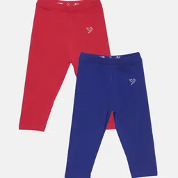 TWIN BIRDS Girls Pack Of 2 Solid Pure Cotton Three Fourth-Length Leggings-image-33