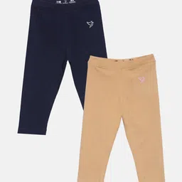 TWIN BIRDS Girls Pack Of 2 Solid Pure Cotton Three-Fourth Length Leggings-picture-55