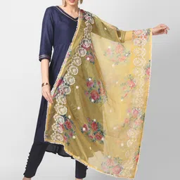 Dupatta BazaarEmbroidered Organza Dupatta with Mirror Work-9