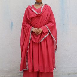 Chidiyaa Empire Gotta Patti Pure Cotton Kurta With Palazzos & Dupatta-picture-42