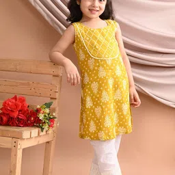 Kinder Kids Girls Floral Printed Pure Cotton Straight Kurta With Trouser-picture-41