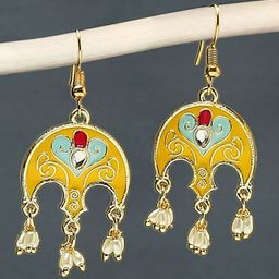 OOMPH Beaded Floral Drop Earrings-13