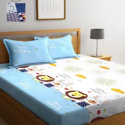 Arrabi Multicoloured Printed 300 TC Pack Of 2 King Bedsheet With Pillow Covers Set-16