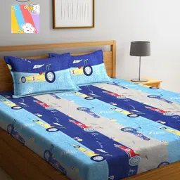 Arrabi Multicoloured Printed 300 TC Pack Of 2 King Bedsheet With Pillow Cover Set-18