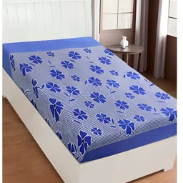 Supreme Home Collective Blue & Grey Floral Microfiber 144 TC Single Bedsheet-image-89