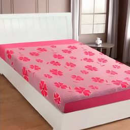 Supreme Home Collective Pink Floral Microfiber 144 TC Single Bedsheet-image-58