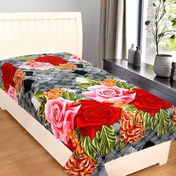 Supreme Home Collective Grey & Red Floral Microfiber 144 TC Single Bedsheet-image-90