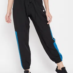 Clovia Women Black & Blue Solid Straight-Fit Joggers-picture-39