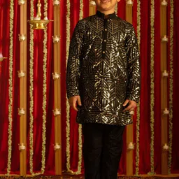 VASTRAMAY Boys Embellished Sequinned Kurta With Pyjamas-54