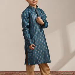 Manyavar Boys Ethnic Motifs Woven Design Thread Work Kurta With Pyjamas-picture-13