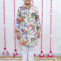 M'andy Boys Ethnic Motifs Printed Regular Pure Cotton Kurta with Pyjamas-44