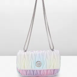 Lino Perros Women Geometric Textured Structured Sling Bag with Quilted Detail-40