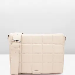 Lino Perros Women Geometric Textured Structured Sling Bag with Quilted Detail-37