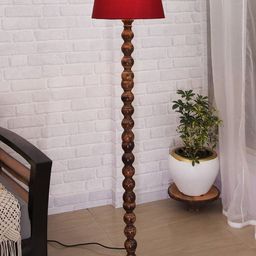 Homesake Maroon Wooden Floor Lamp with Red Shade-53