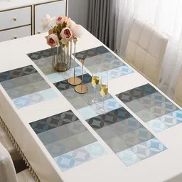 HOKIPO 5 Pieces Geometric Printed Table Placemats With Runner-39