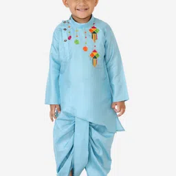 KID1 Boys Blue Embroidered Regular Kurta with Dhoti Pants-16