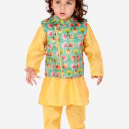 KID1 Boys Green Kurta with Pyjamas & Jacket-52