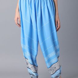 elleven Women Blue & White Printed Pure Cotton Loose-Fit Salwar-image-52