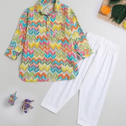 The Magic Wand Boys Chevron Printed Regular Kurta with Salwar-picture-34
