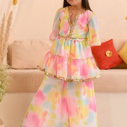 pspeaches Girls Abstract Printed Sequinned Regular A-Line Kurta & Sharara-picture-1