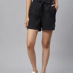 Marks & Spencer Women Black High-Rise Shorts with Belt-17