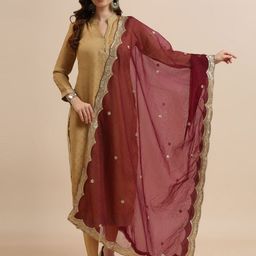 Dupatta Bazaar Ethnic Motifs Embroidered Organza Dupatta with Sequinned-7