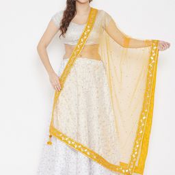 Clora Creation Mustard Ethnic Motifs Embroidered Dupatta with Sequinned-69