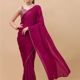 Sangria Beads and Stones Satin Saree-picture-44