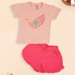 MeeMee Girls Printed Round Neck Pure Cotton T-Shirt With Shorts-picture-22