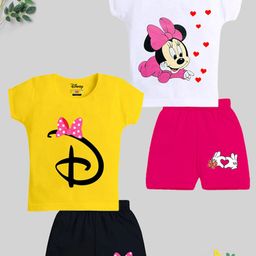 KUCHIPOO Infants Girls Pack Of 2 Minnie Mouse Printed T-shirt with Shorts-image-54