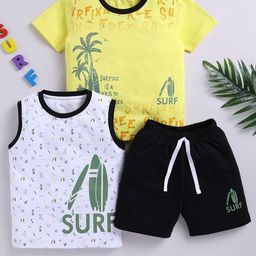 SmartRAHO Boys Printed T-shirt with Shorts & Innerwear Vest-23