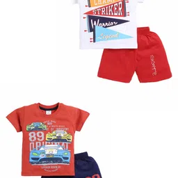 Todd N Teen Boys Pack Of 2 Printed Pure Cotton T-shirt With Shorts-image-3